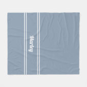 Moderne Stof Blauwe Naam Monogram Fleece Deken (Voorkant (Horizontaal))
