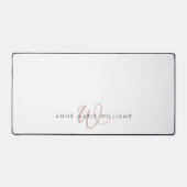 Moderne Stof Lilac Script Monogram Bureaumat (Voorkant)