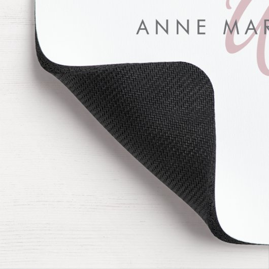 Moderne Stof Lilac Script Monogram Muismat (Hoek)