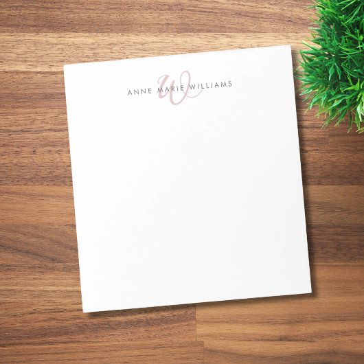 Moderne Stof Lilac Script Monogram Notitieblok