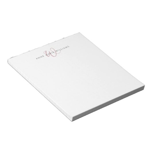 Moderne Stof Lilac Script Monogram Notitieblok (Schuin)