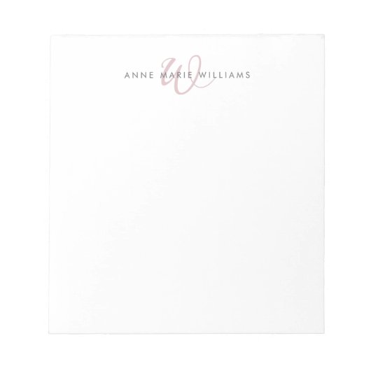 Moderne Stof Lilac Script Monogram Notitieblok (Voorkant)