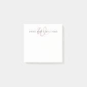 Moderne Stof Lilac Script Monogram Post-it® Notes (Voorkant)