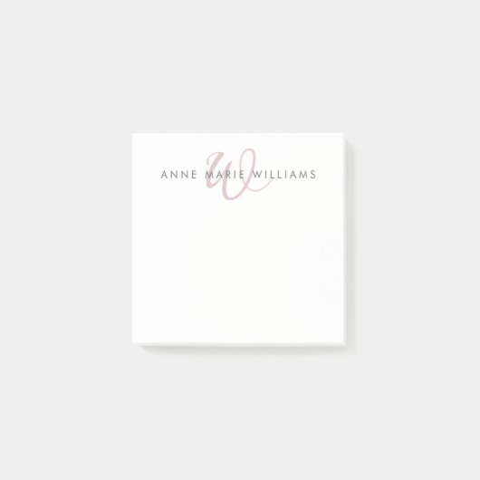 Moderne Stof Lilac Script Monogram Post-it® Notes (Voorkant)
