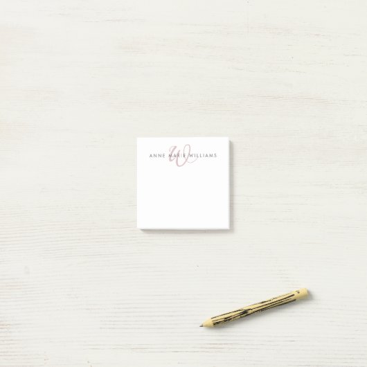 Moderne Stof Lilac Script Monogram Post-it® Notes (Op bureau)