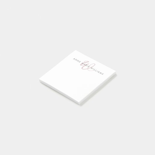 Moderne Stof Lilac Script Monogram Post-it® Notes (Schuin)