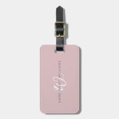 Moderne Stof Lilac Witte Script Monogram Bagagelabel (Voorkant verticaal)