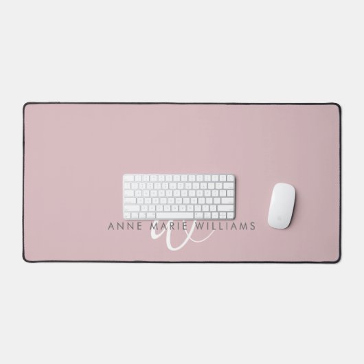 Moderne Stof Lilac Witte Script Monogram Bureaumat (Keyboard & Muis)
