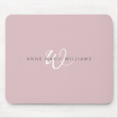 Moderne Stof Lilac Witte Script Monogram Muismat (Voorkant)
