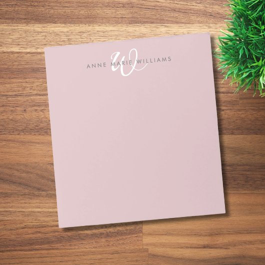 Moderne Stof Lilac Witte Script Monogram Notitieblok