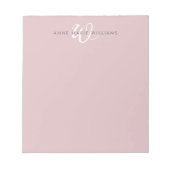 Moderne Stof Lilac Witte Script Monogram Notitieblok (Voorkant)