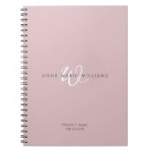 Moderne Stof Lilac Witte Script Monogram Notitieboek (Voorkant)