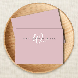 Moderne Stof Lilac Witte Script Monogram Notitiekaartje