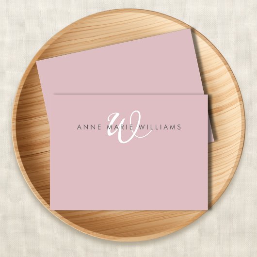 Moderne Stof Lilac Witte Script Monogram Notitiekaartje