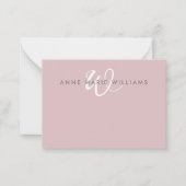 Moderne Stof Lilac Witte Script Monogram Notitiekaartje (Voorkant)