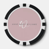 Moderne Stof Lilac Witte Script Monogram Poker Chips (Voorkant)