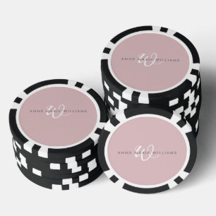 Moderne Stof Lilac Witte Script Monogram Poker Chips