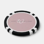 Moderne Stof Lilac Witte Script Monogram Poker Chips (Enkel)