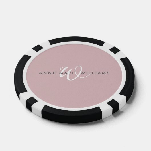 Moderne Stof Lilac Witte Script Monogram Poker Chips (Enkel)