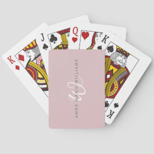 Moderne Stof Lilac Witte Script Monogram Pokerkaarten