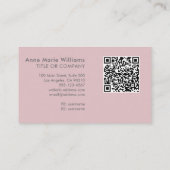 Moderne Stof Lilac Witte Script Monogram QR Code Visitekaartje (Achterkant)