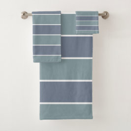 Moderne Stof met Blauwe en Groene Strepen Bad Handdoek