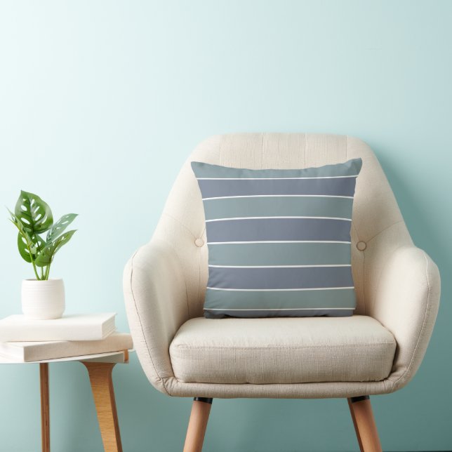 Moderne Stof met Blauwe en Groene Strepen Kussen (Stoel)