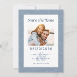 Moderne Stof met Blauwe Patroon | Save the Date Fo