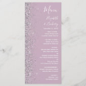 Moderne Stof Purple Lila Zilveren Glitter Bruiloft Menu (Voorkant)