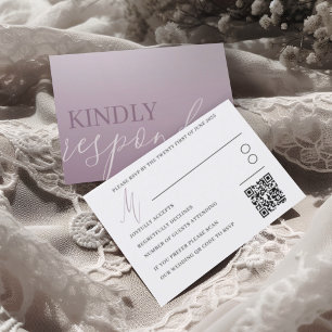 Moderne Stof Purple RSVP Calligrafie Bruiloft Kaartje