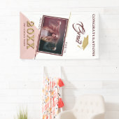 Moderne Stof Roze Afstudeerfoto Afstudeerfeest Spandoek (Insitu)