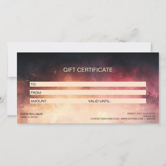 Moderne Stof Roze Certificaat Cadeaubon (Achterkant)