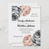 Moderne Stof Roze Designer Trouw Uitnodiging (Voorkant)