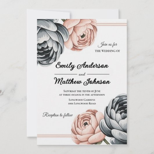 Moderne Stof Roze Designer Trouw Uitnodiging (Voorkant)