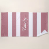 Moderne Stof Roze Gestreepte Strandlaken (Voorkant)