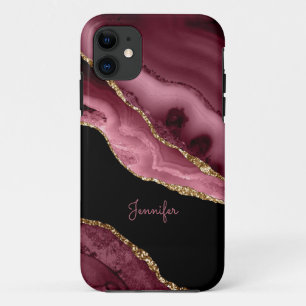 Moderne Stof Roze Goud Agaat Kristal Persoonlijk Case-Mate iPhone Case