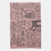 Moderne Stof Roze Moppiekatten Patroon Theedoek (Verticaal)