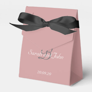 Moderne Stof Roze Naam Monogram Huwelijk Bedankdoosjes