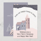 Moderne Stof Roze Ons Huis naar Jouw Huis Feestdagenkaart (Voorkant / Achterkant)