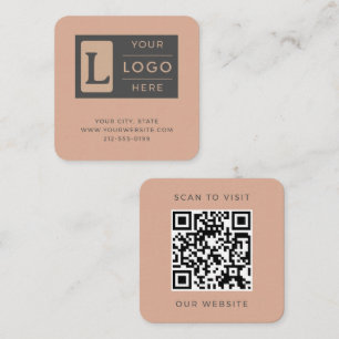 Moderne Stof Roze QR Code Minimalistisch Aangepast Vierkante Visitekaartje
