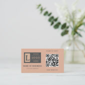 Moderne Stof Roze QR Code Minimalistische Aangepas Visitekaartje (Staand voorkant)
