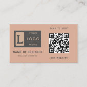 Moderne Stof Roze QR Code Minimalistische Aangepas Visitekaartje (Voorkant)