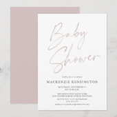 Moderne Stof Roze Roos Baby Meisje Shower Kaart (Voorkant / Achterkant)