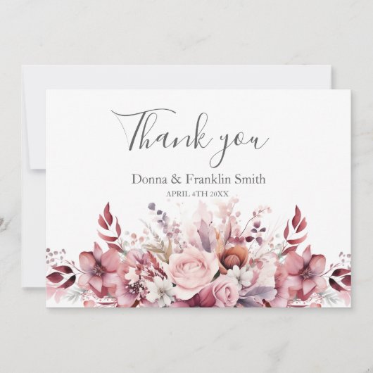 Moderne Stof Roze Roze Huwelijk Bedankt (Voorkant)
