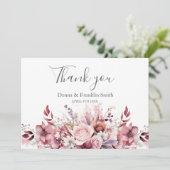 Moderne Stof Roze Roze Trouw Hartelijk Dank Bedankkaart (Staand voorkant)