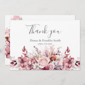 Moderne Stof Roze Roze Trouw Hartelijk Dank Bedankkaart (Voorkant / Achterkant)