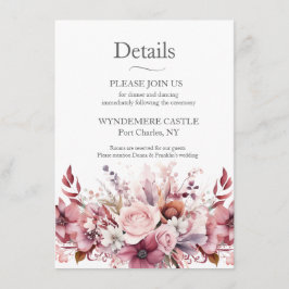 Moderne Stof Roze Roze Trouwdag Informatiekaartje