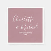 Moderne Stof Roze Script Minimalistische Trouw Servet (Voorkant)