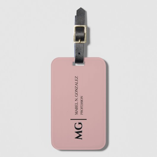 Moderne Stof Roze Trendy Stijlvolle Monogram Bagagelabel (Voorkant (verticaal))