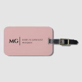 Moderne Stof Roze Trendy Stijlvolle Monogram Bagagelabel (Voorkant (horizontaal))